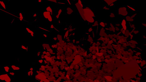 animación de corazones rojos cayendo sobre un fondo oscuro