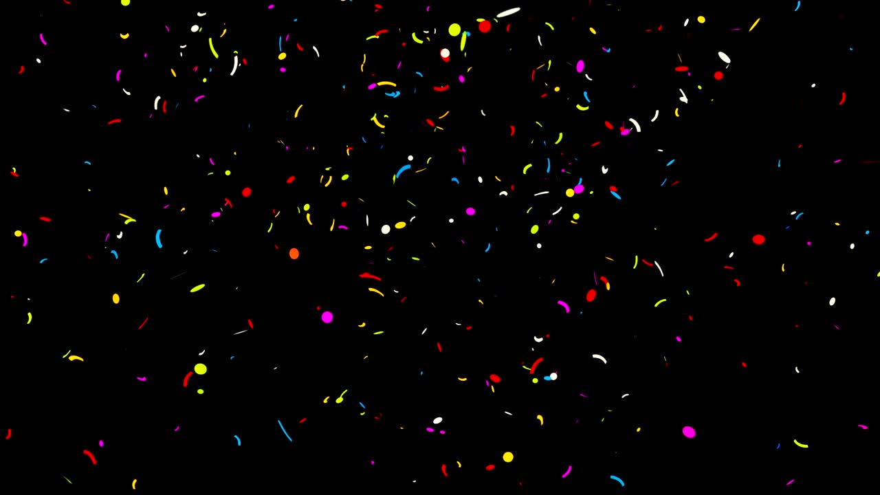confeti colorido sobre un fondo negro