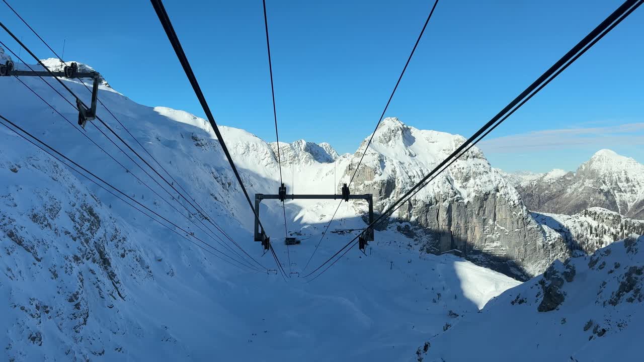 Spectacular View from the cable car in a sky resort.