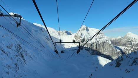 spectacular view from the cable car in a sky resort.