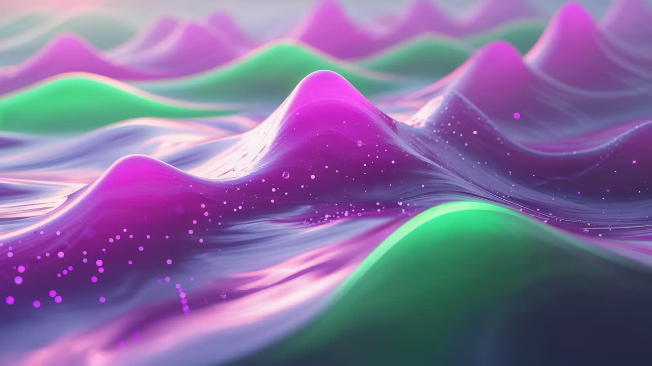 Abstract Liquid Waves in Purple and Green
