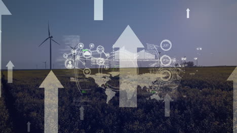 animation of data processing over wind turbines