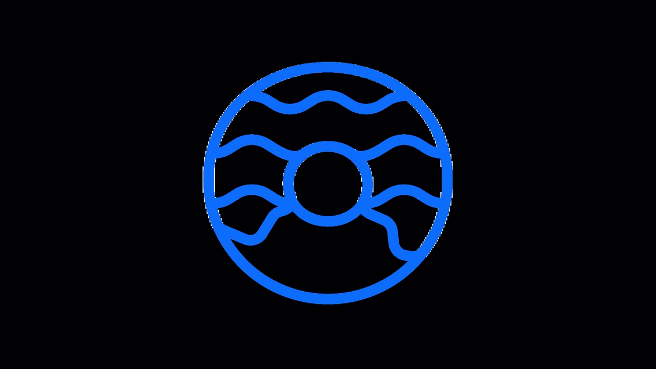 Animated Blue Donut Icon Appearing and Disappearing on Black Background