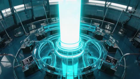 futuristic high-tech energy reactor or research facility