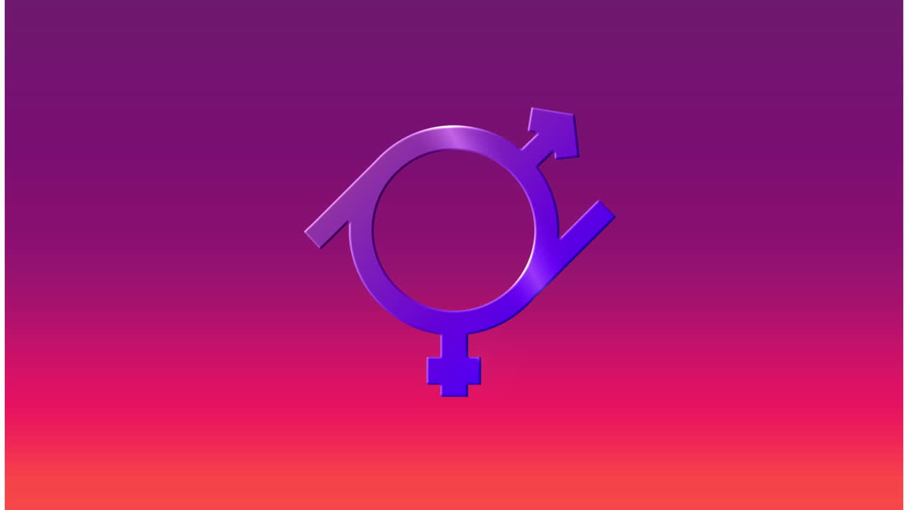 Animation of heterosexual symbol over purple background