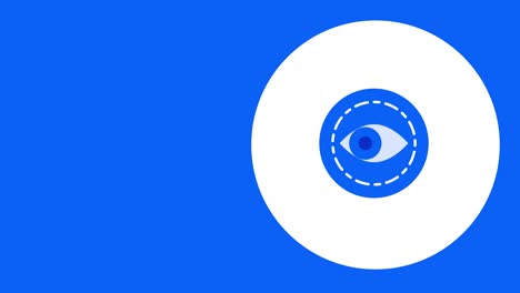 4k video of cartoon blue eye watching on blue background.