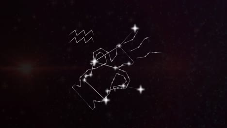 animation of aquarius star sign with glowing stars