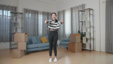 woman happy in new apartment