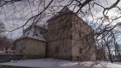 jeseník water fortress from the 14th century with a stone bridge