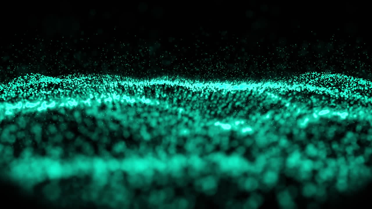 Animation of undulating contour landscape of blue particles on black background