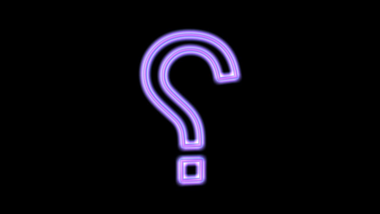 Animazione 3D di un punto interrogativo al neon.