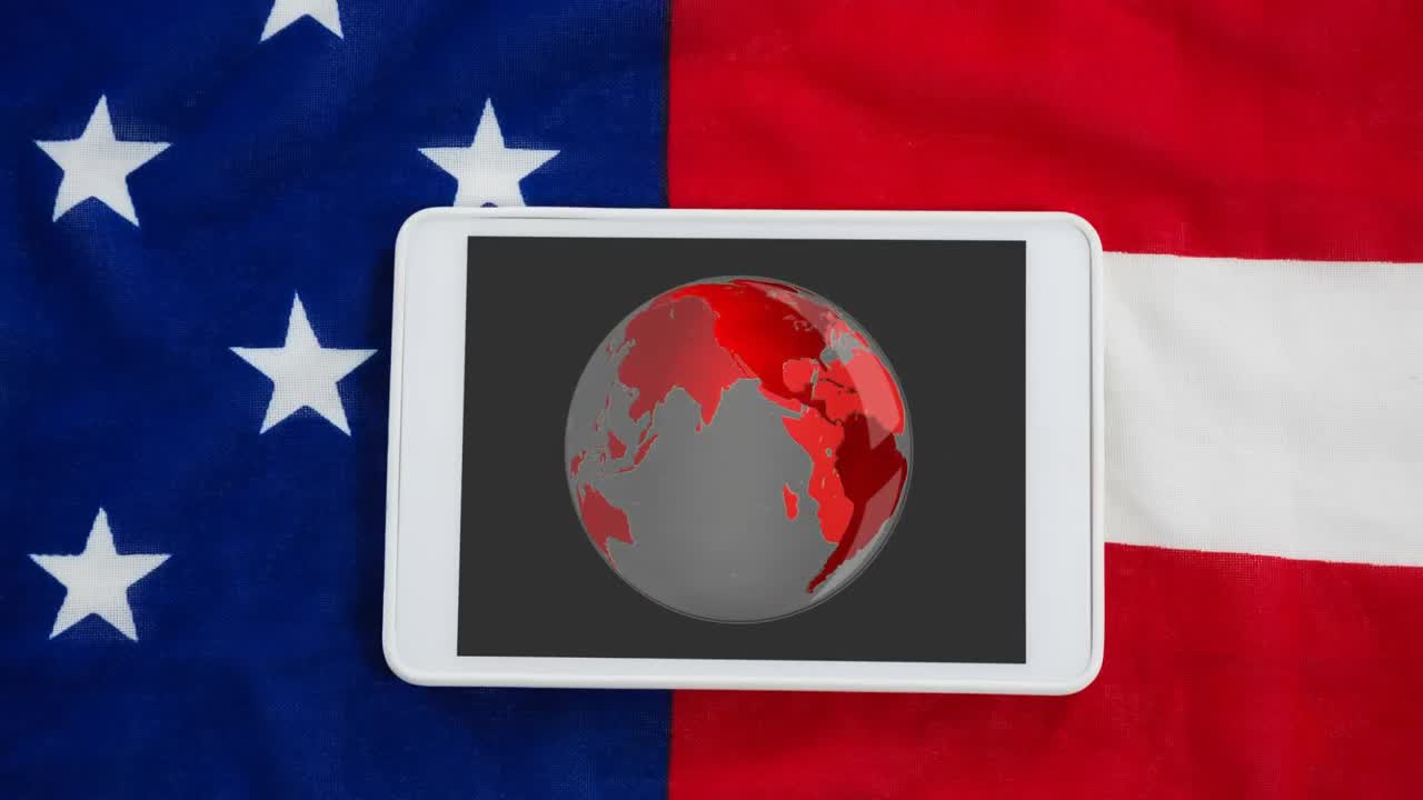 animación del globo girando en una pantalla táctil