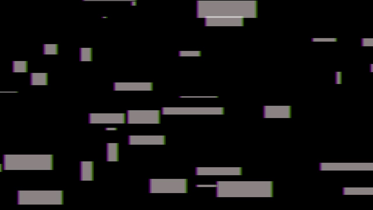 Digitaal glitch-effect met paarse en groene balken