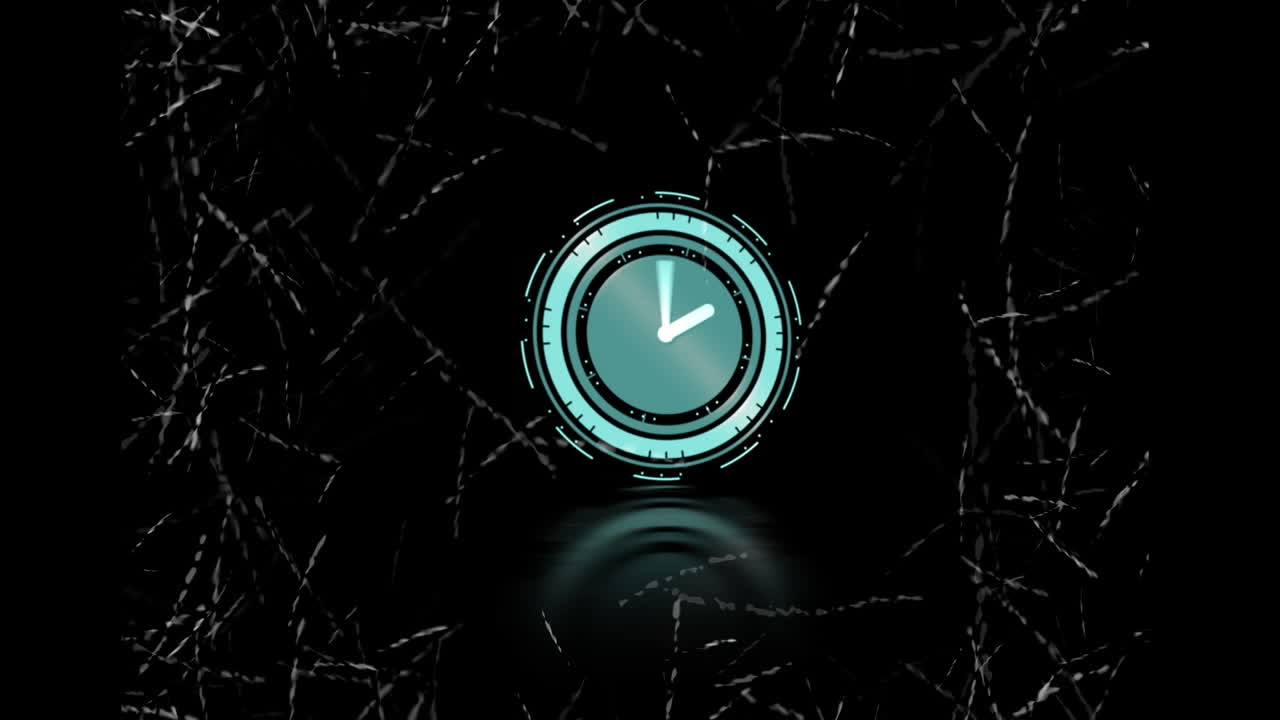 Animation of clock moving fast and clock moving fast on black background