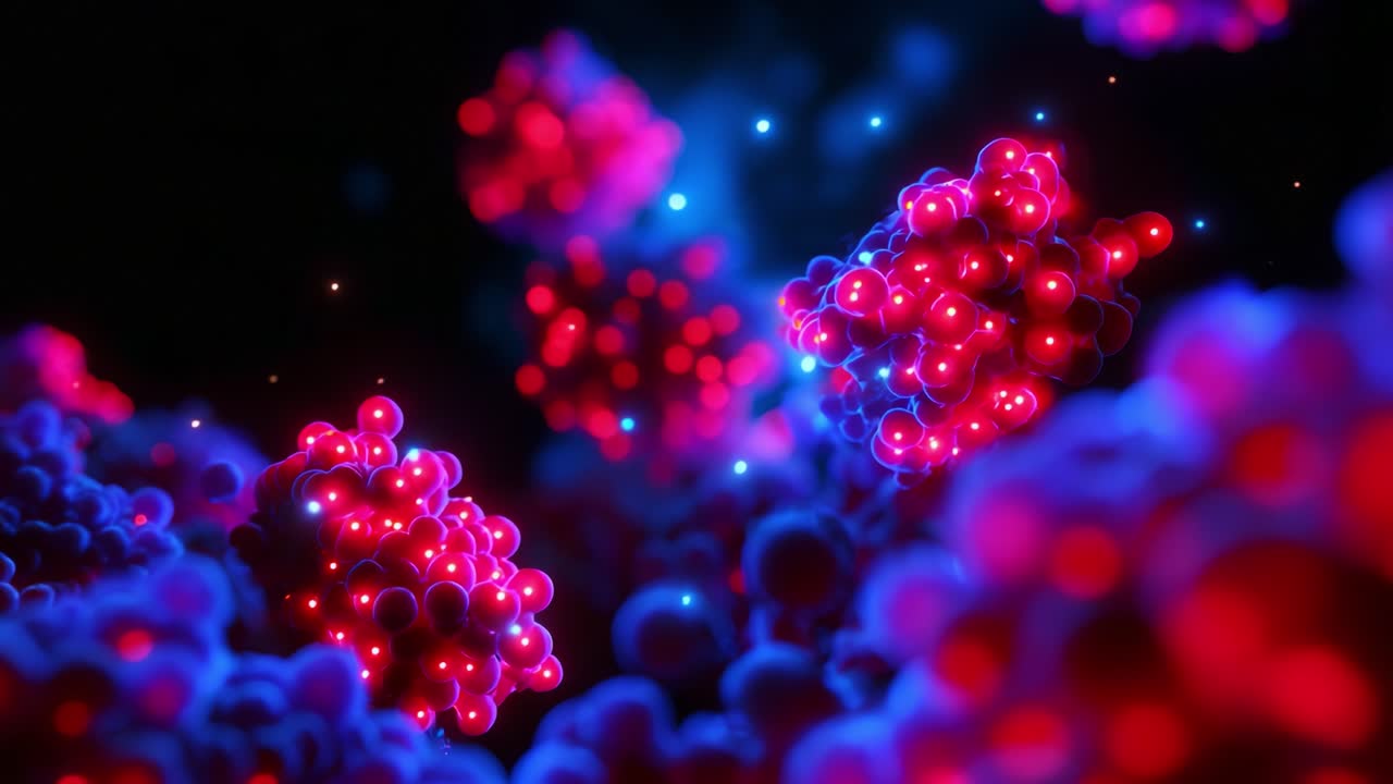 A Captivating Close-Up of Vibrantly Colored Molecular Structures Amidst a Dynamic Background, Showcasing the Intricate Beauty of Scientific Discoveries in the Field of Molecular Biology and Chemistry