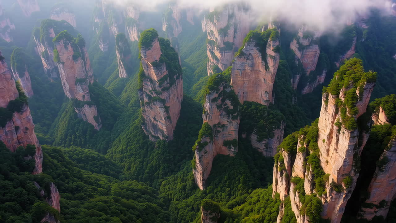 Misty Mountain Peaks of Zhangjiajie National Forest Park