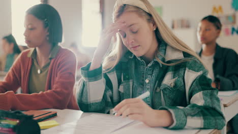 Dolor-De-Cabeza,-Estudiante-Y-Ansiedad-Por-El-Examen