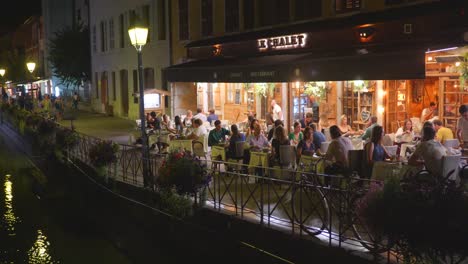 Romantic Dinner at a Canal-Side Restaurant in Europe