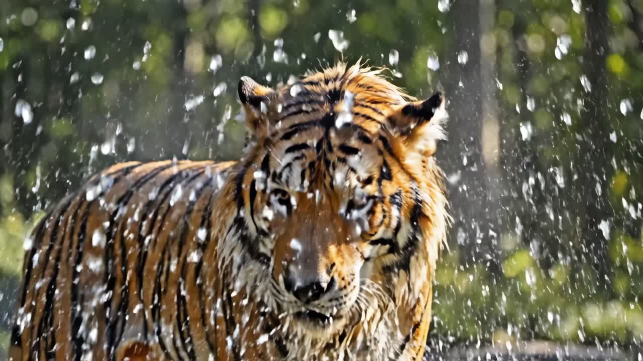 Tiger Shaking Off Water