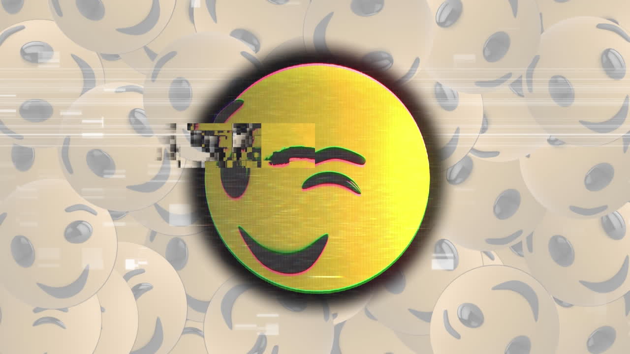 animación de la interferencia sobre los iconos emoji en fondo blanco