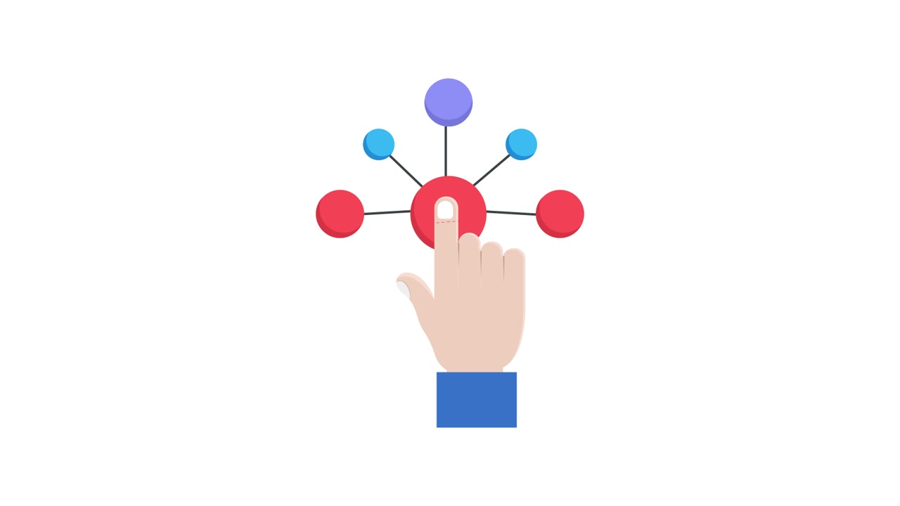 Animated Hand Pressing Button to Activate Network Connections