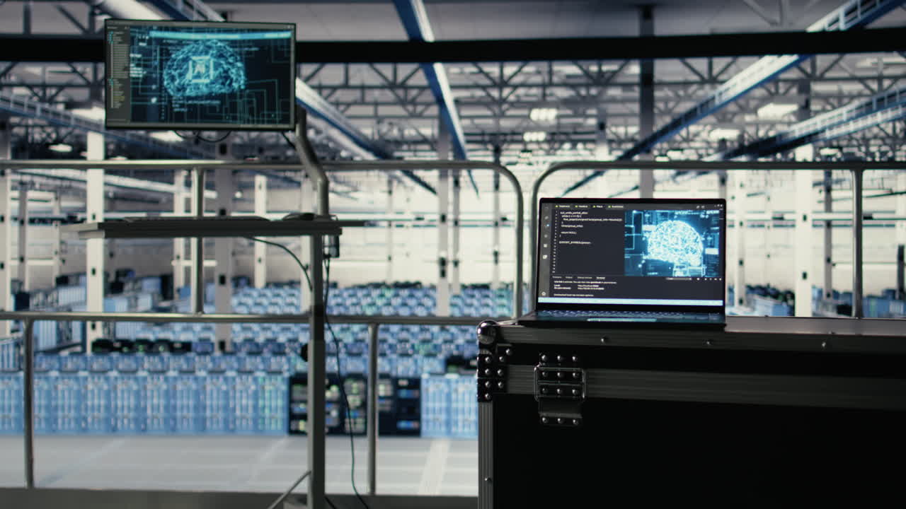 Ai Coding Script Running On Laptop Managing Server Farm Mainframes