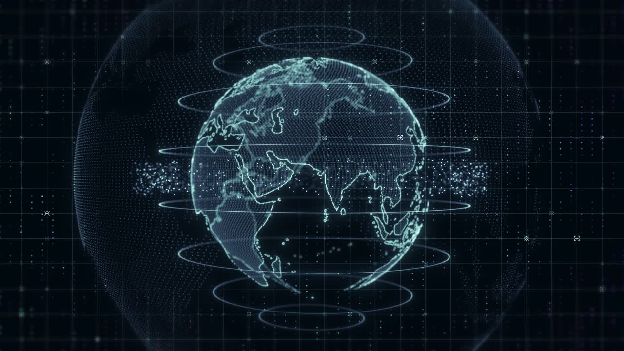 Global world map technology background, big data visualization with digital globe, Conceptual digital grid business background