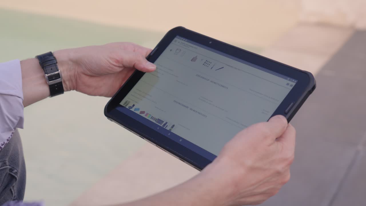 hands scrolling through a product description on an online shop