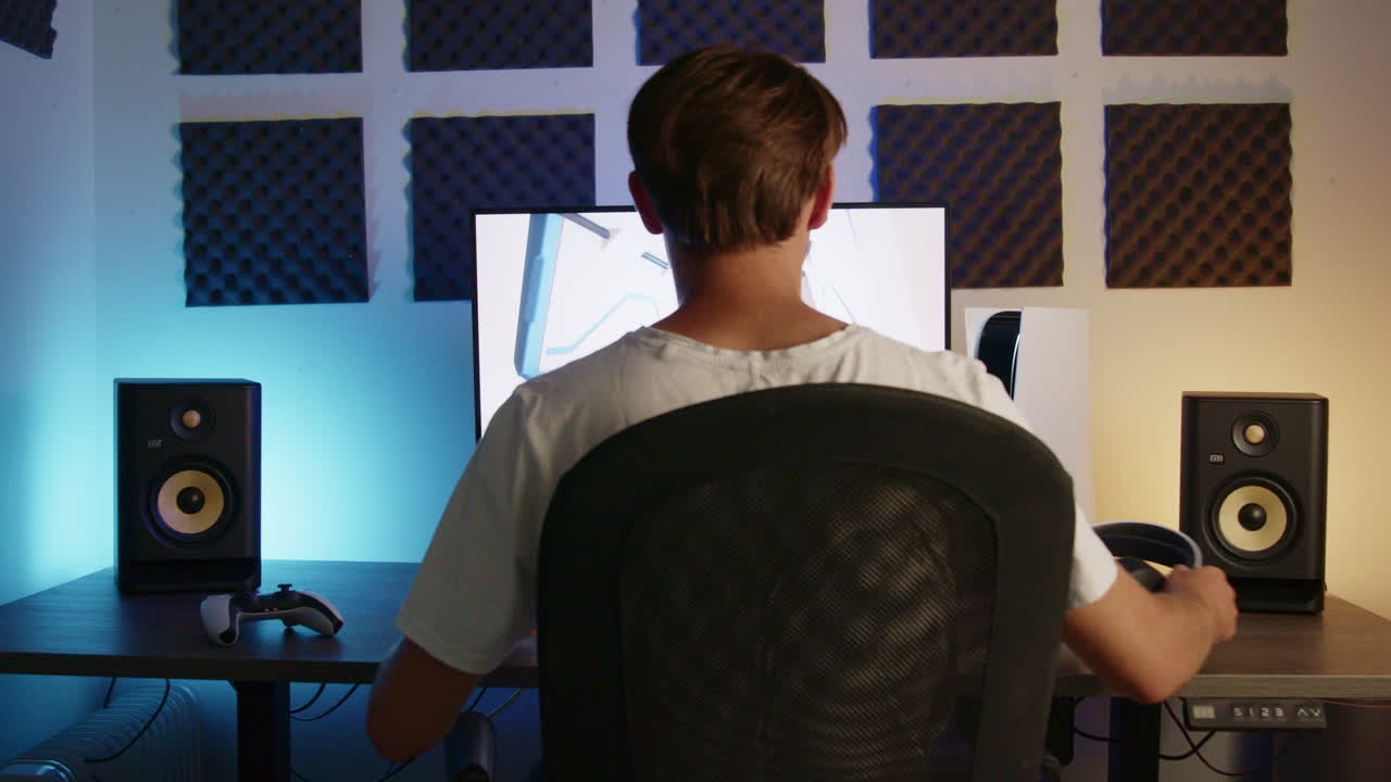 소년은 그의 게임 설정으로 걸어 선택