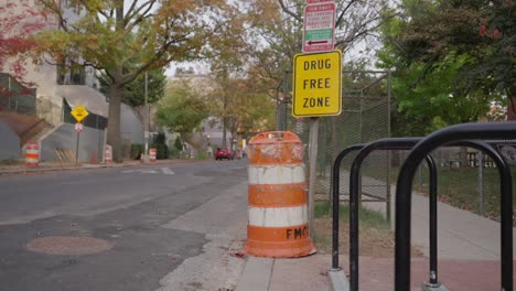 a drug free zone sign outside howard university washington, dc