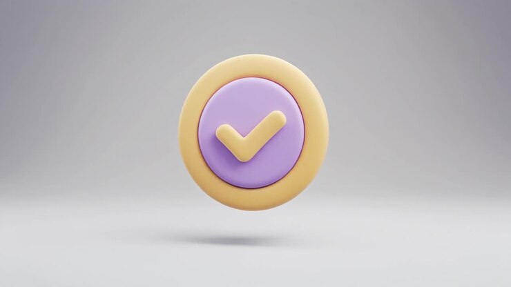 Animated 3D Checkmark Icon Floating and Rotating