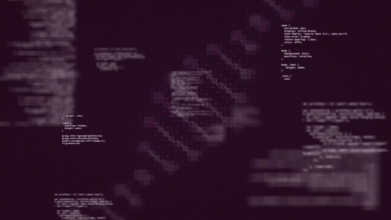 Animation of computer language over rotating dna helix against black background