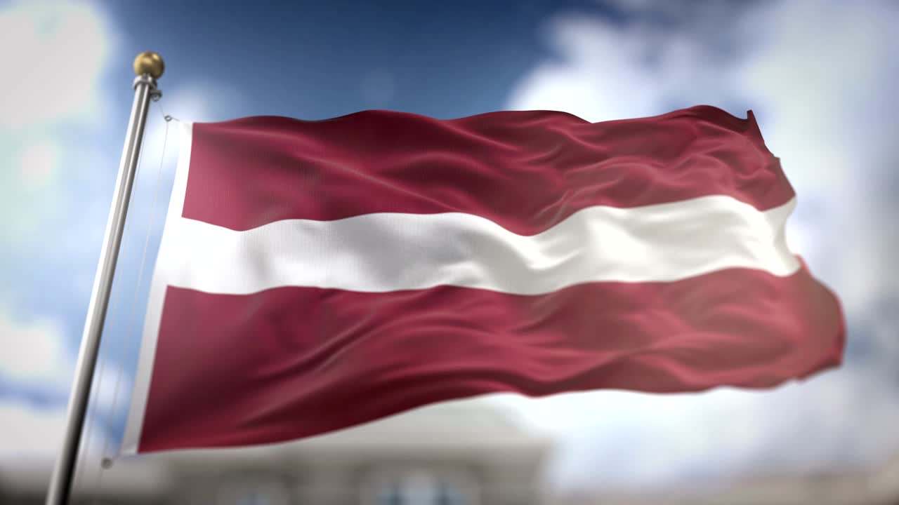 라트비아 발을 흔들고 느린 동작 3d 렌더링 파란 하늘 배경 - 원활한 루프 4k