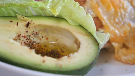 avocado salad with toast and cheese