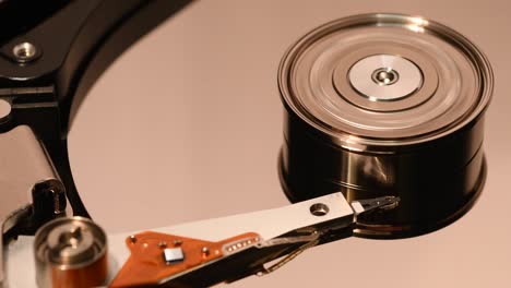 hard disk drive, close up of a hard disk drive reading and writing data