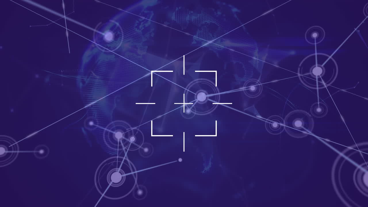 Animation of human brain, network of connections on purple background