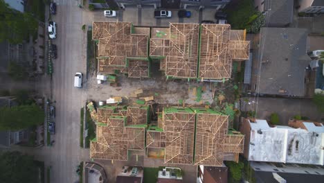 overhead drone footage of new home development project