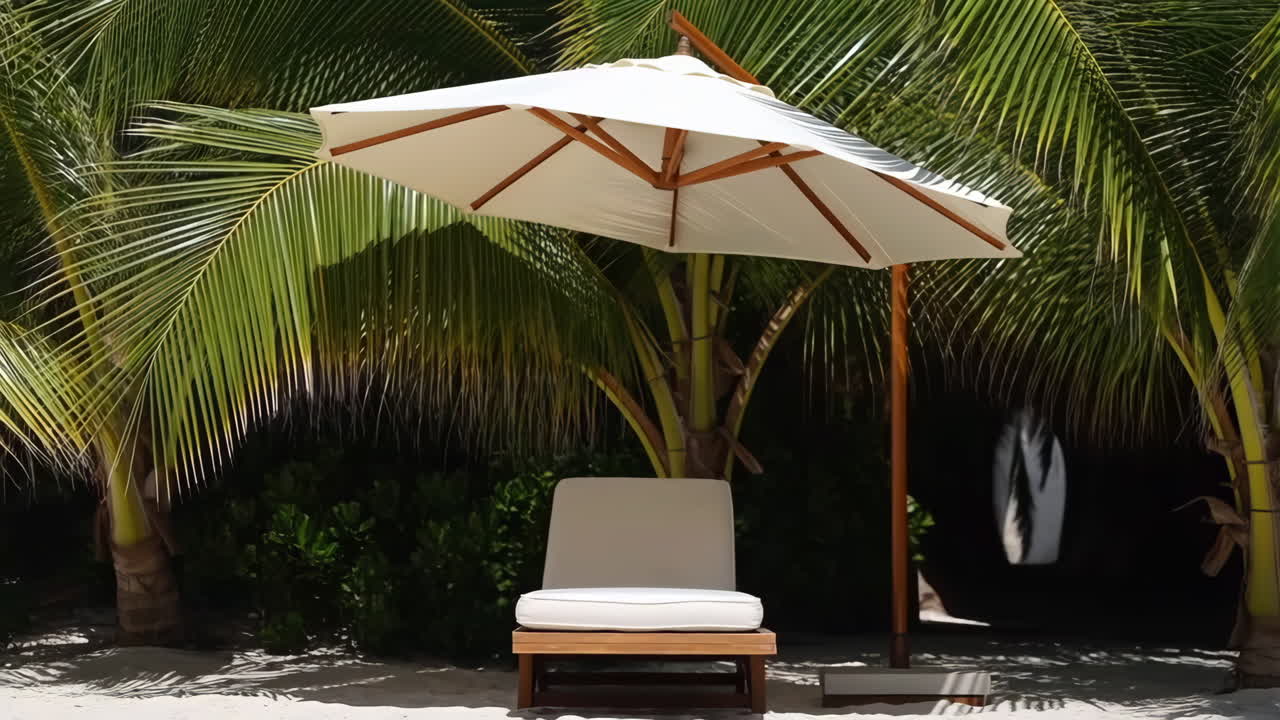 Lounge Chair and Umbrella on a Tropical Beach