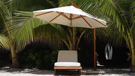 lounge chair and umbrella on a tropical beach