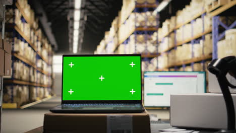 empty stock room with isolated copy space monitor on workstation