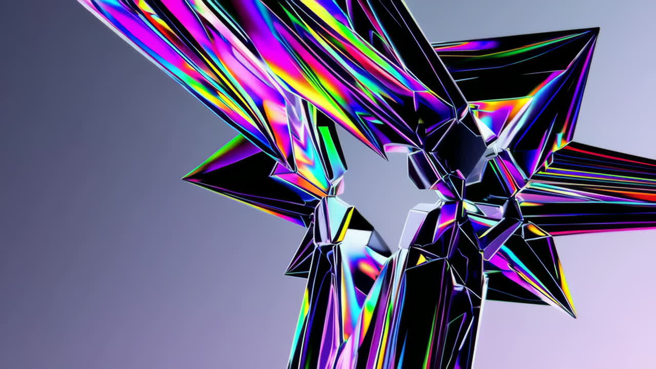 추상적인 iridescent 기하학적 결정 구조