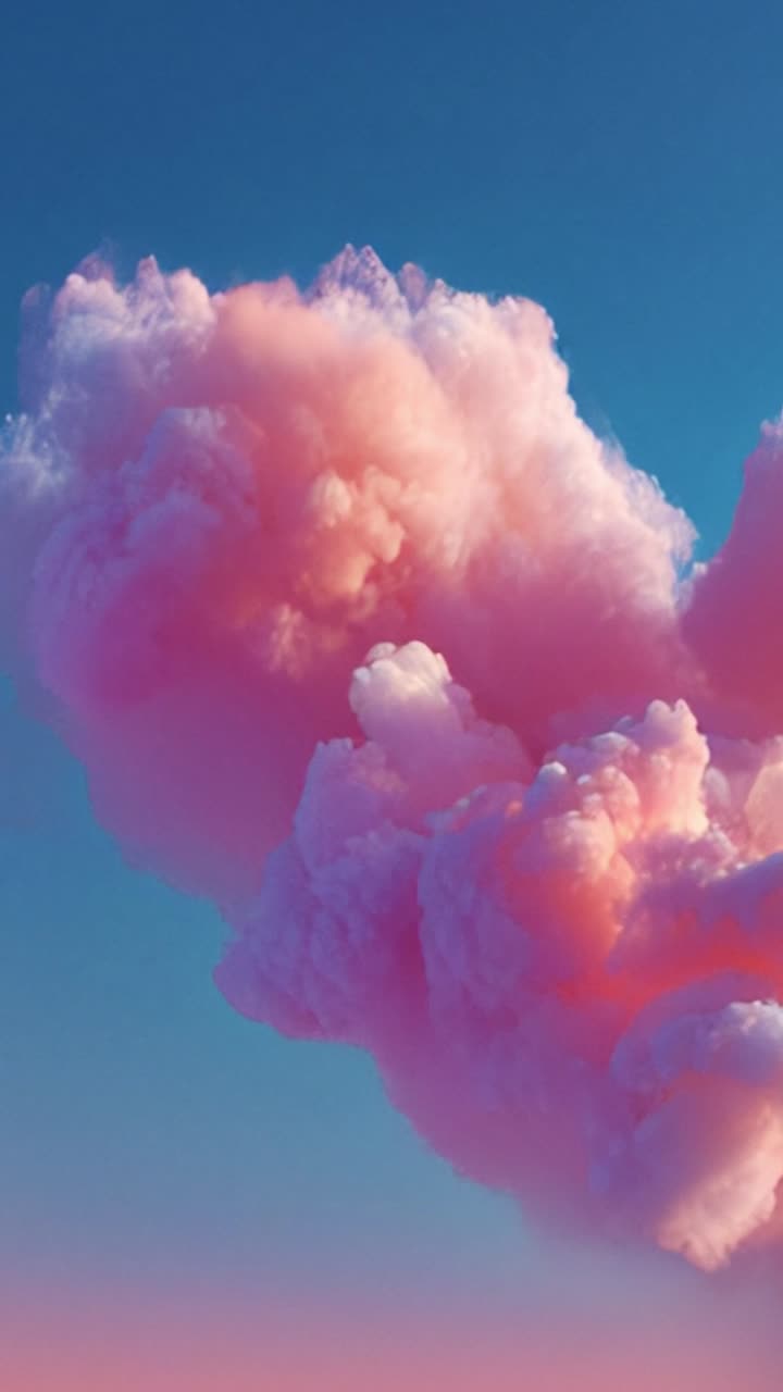 Stunning Display of Soft Pink Clouds Against a Bright Blue Sky Capturing the Beauty of Nature's Palette in a Mesmerizing Transition of Color and Light