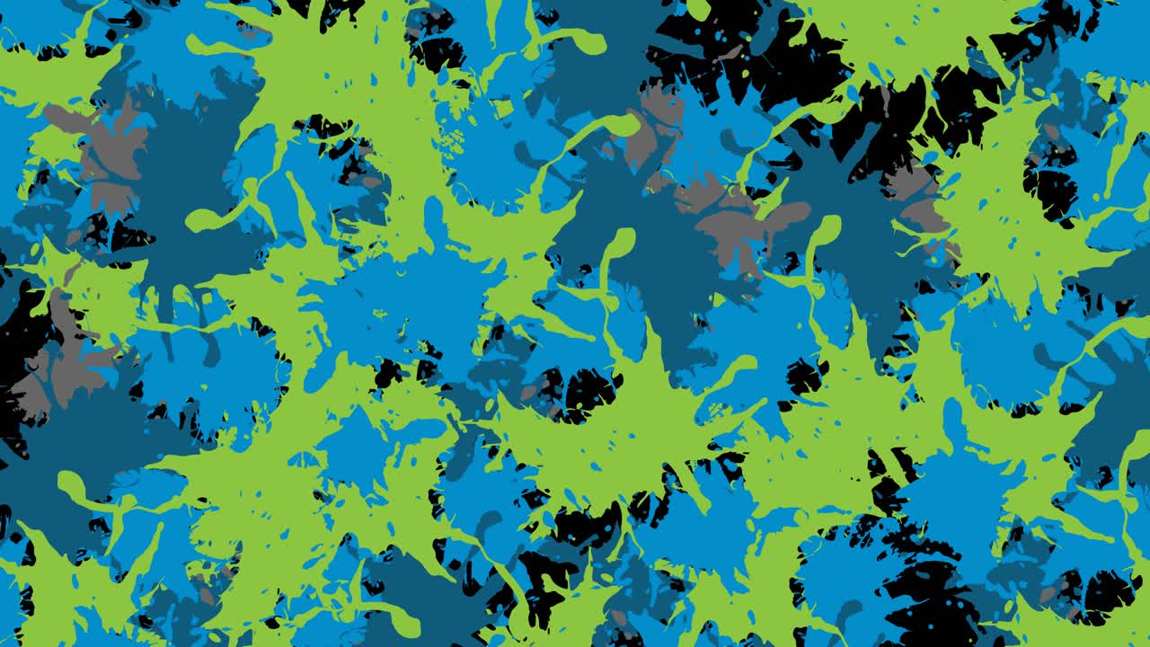 animação de salpicos azuis e verdes de tinta em fundo preto