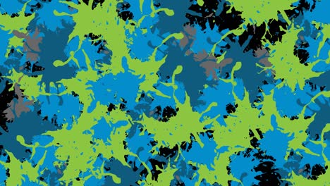 animation of blue and green splashes of paint on black background