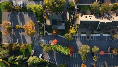 top down aerial of empty parking lot