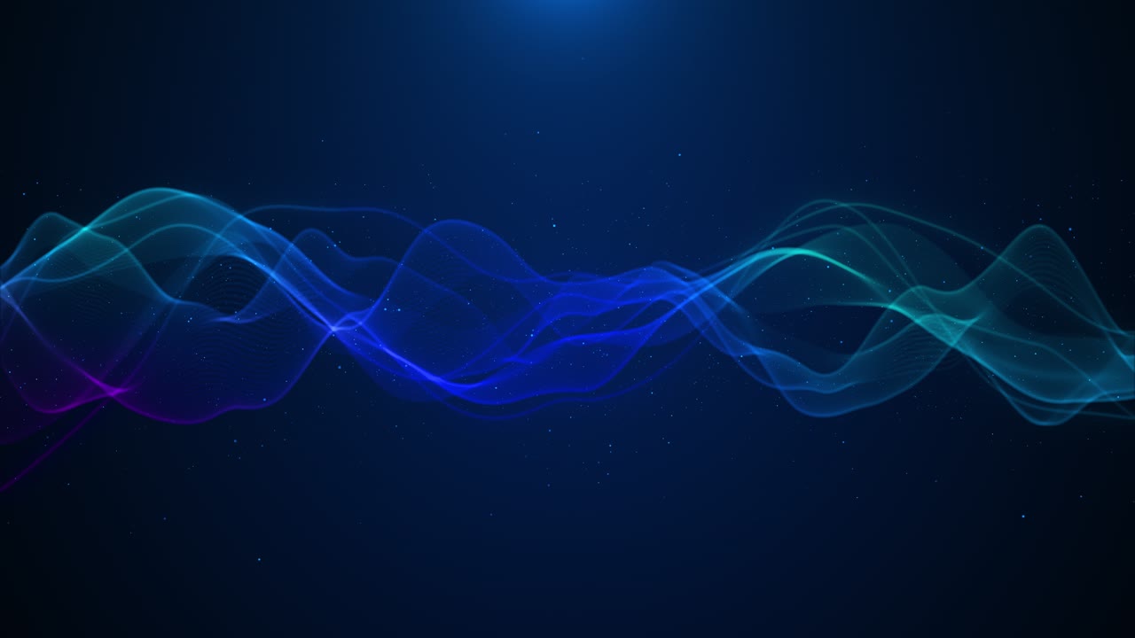 Dynamic blue wave particles futuristic background wave technology big data visualization cyber