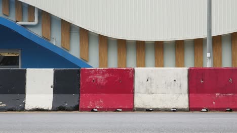 city street barrier with building background