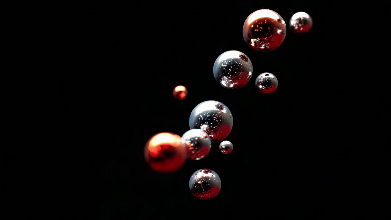 Exploring the Unique Beauty of Colorful Bubbles Floating Against a Dark Background, Showcasing Intricate Details and Reflections in Their Surfaces