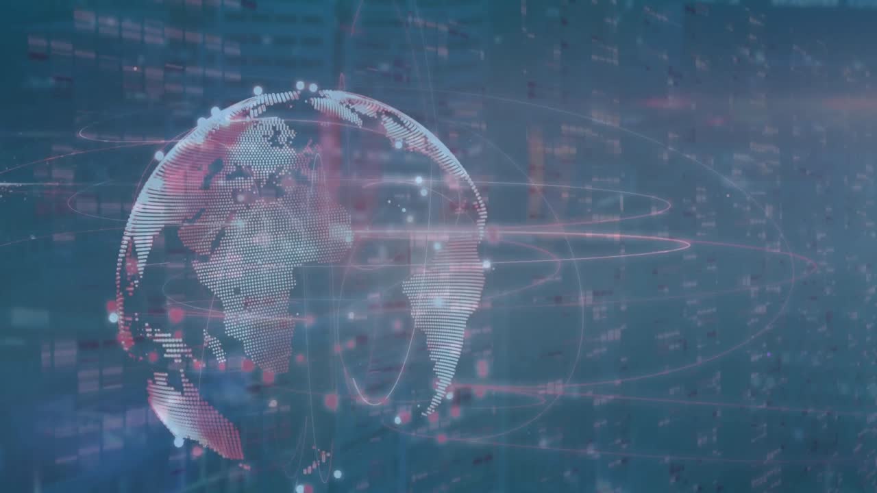 Animation of spinning globe with network of connections