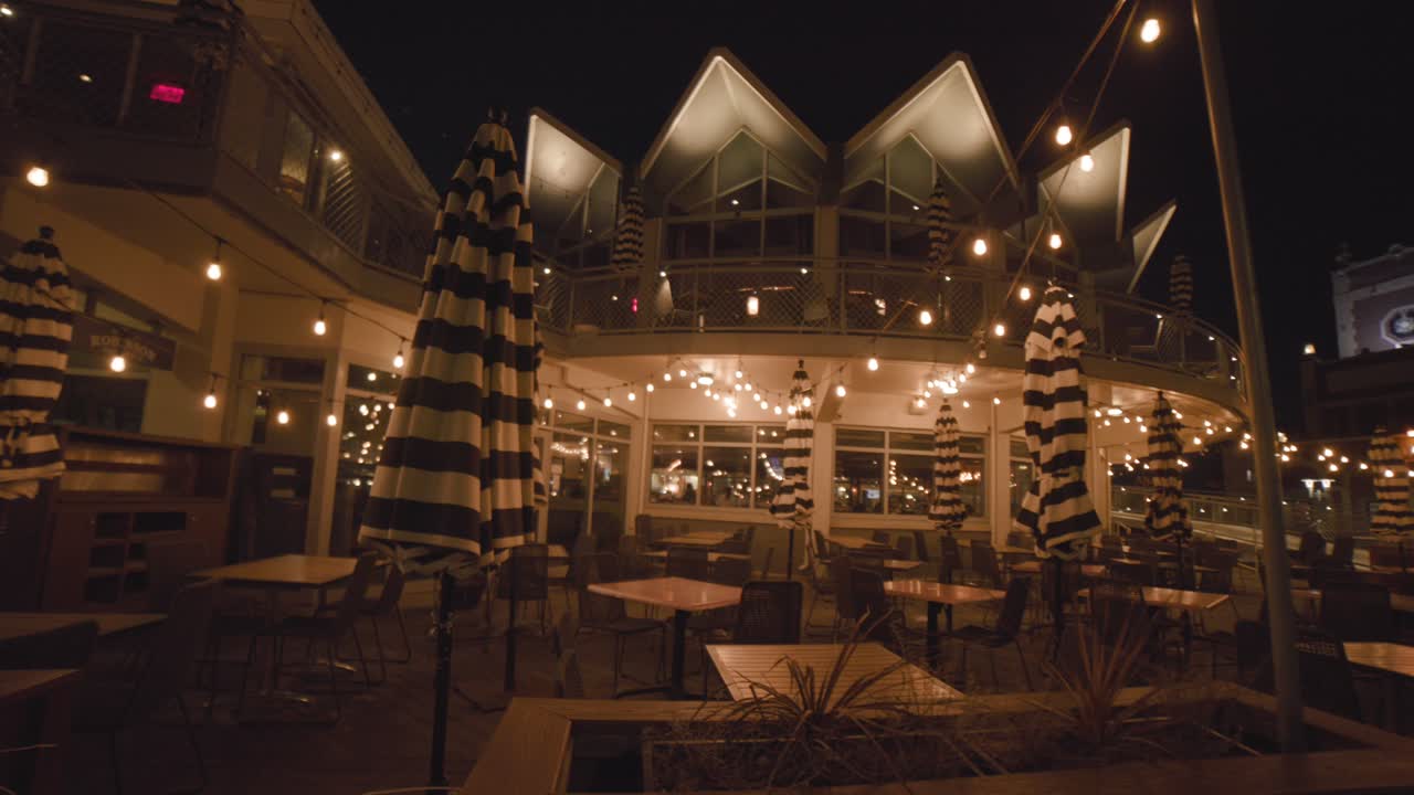 Empty restaurant at night time.